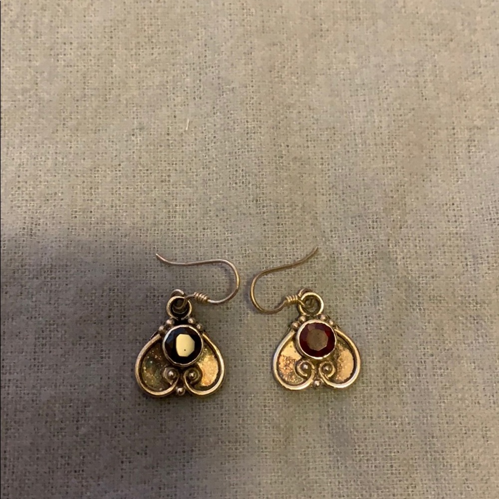 Silver and garnet earrings